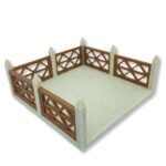 Terraza con vallas de madera abierta un lateral 100x100mm A